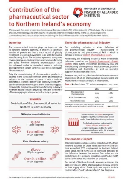 Contribution of the pharmaceutical sector to Northern Ireland’s economy