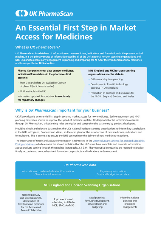 UK PharmaScan - An Essential First Step in Market Access for Medicines