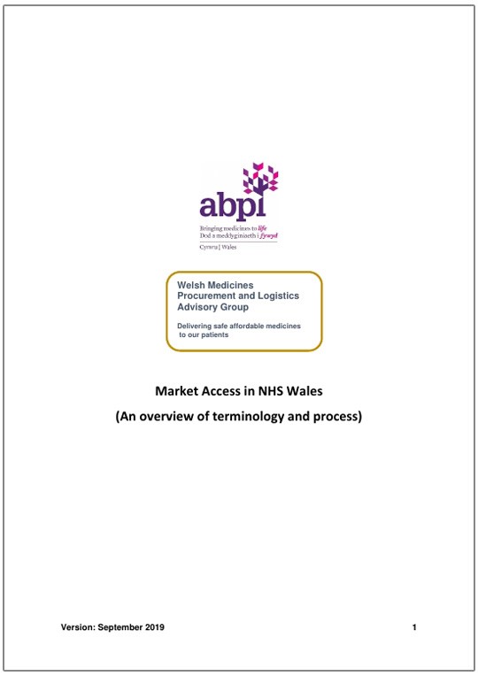 Market Access in NHS Wales - An overview of terminology and process - September 2019