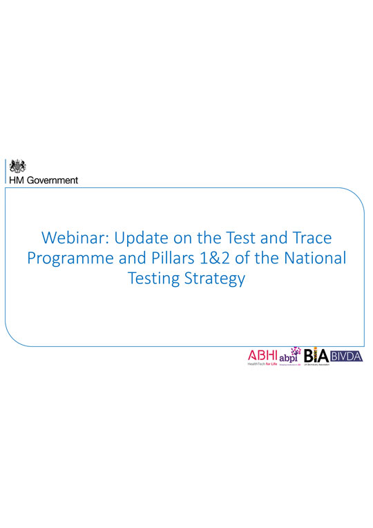 Webinar slides: Coronavirus (COVID-19): Update on the National Test and Trace Programme  - 29 May 2020